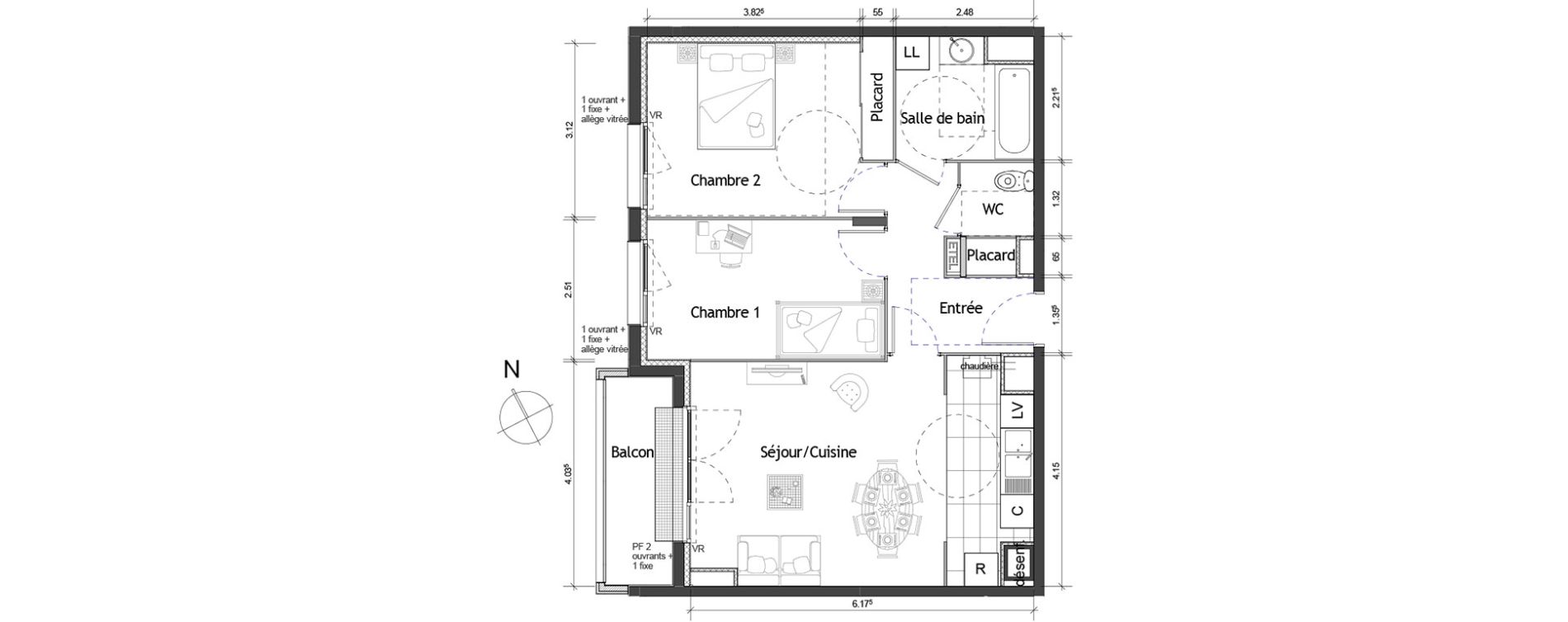 Appartement T3 de 61,60 m2 &agrave; Rouen Pasteur