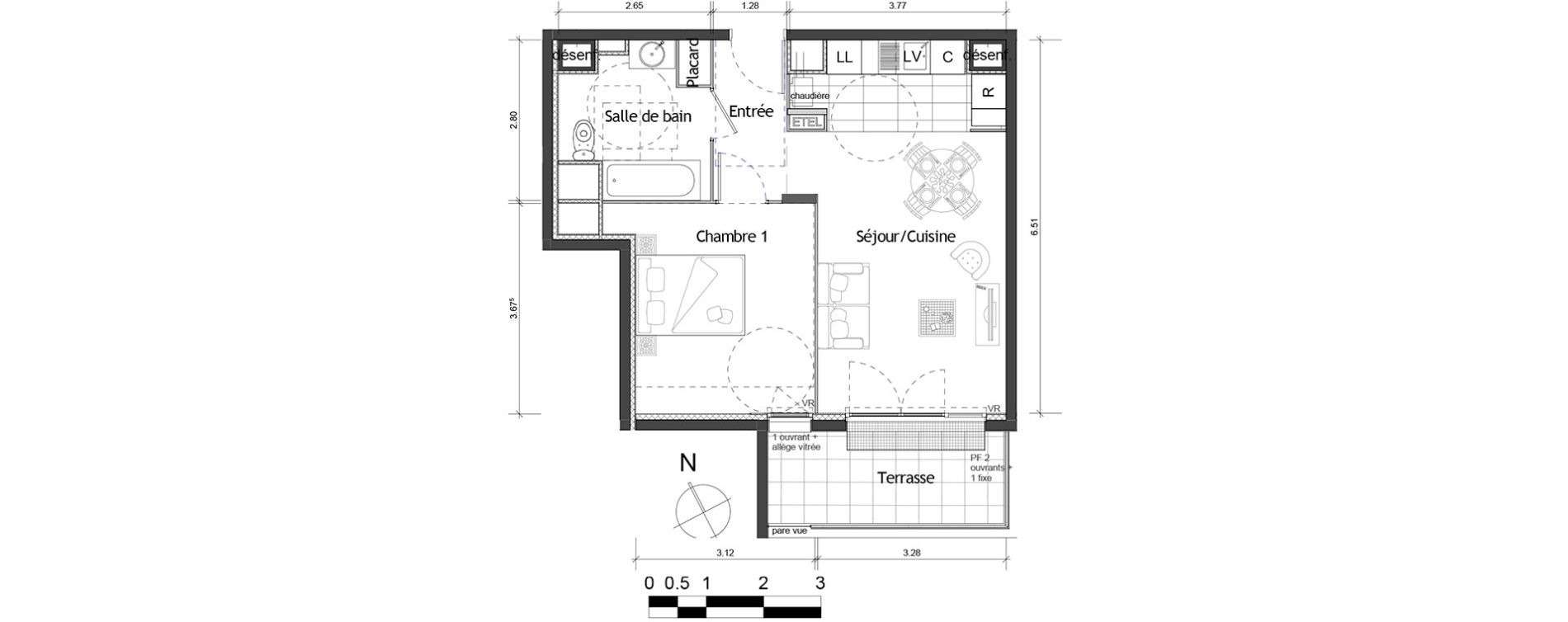 Appartement T2 de 43,20 m2 &agrave; Rouen Pasteur