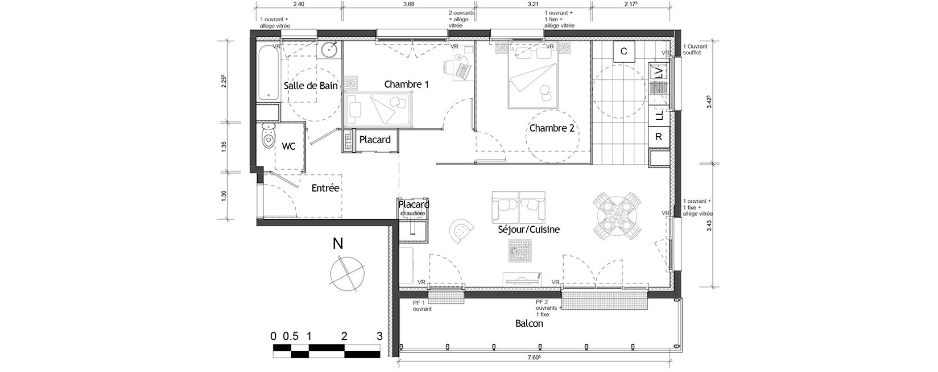 Appartement T3 de 69,50 m2 &agrave; Rouen Pasteur