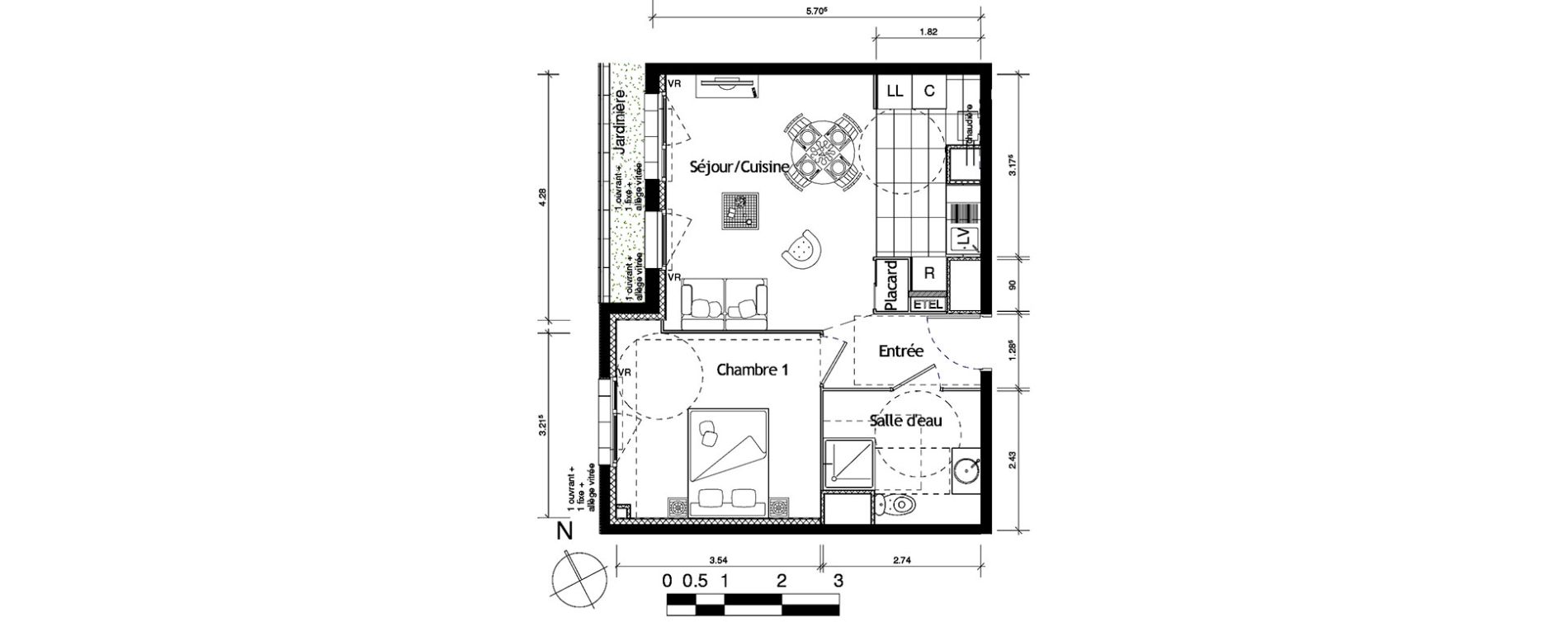 Appartement T2 de 43,00 m2 &agrave; Rouen Pasteur