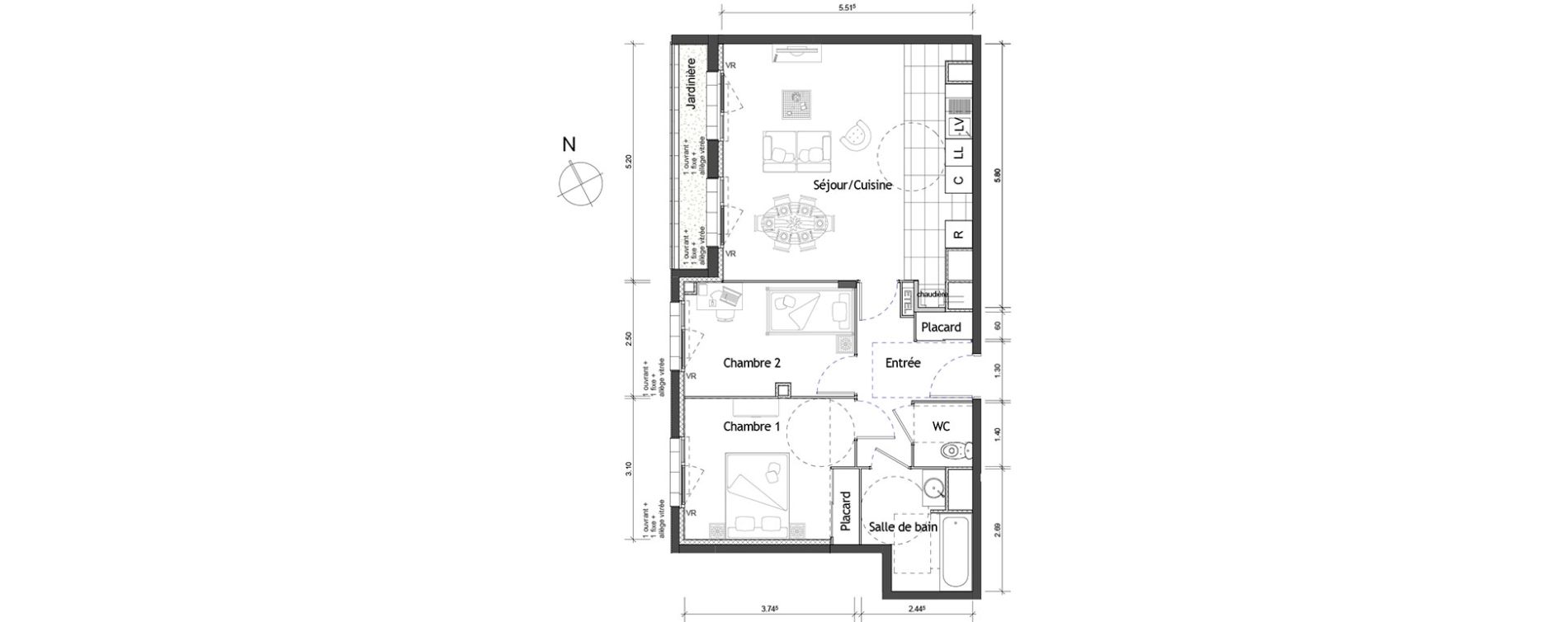 Appartement T3 de 63,20 m2 &agrave; Rouen Pasteur