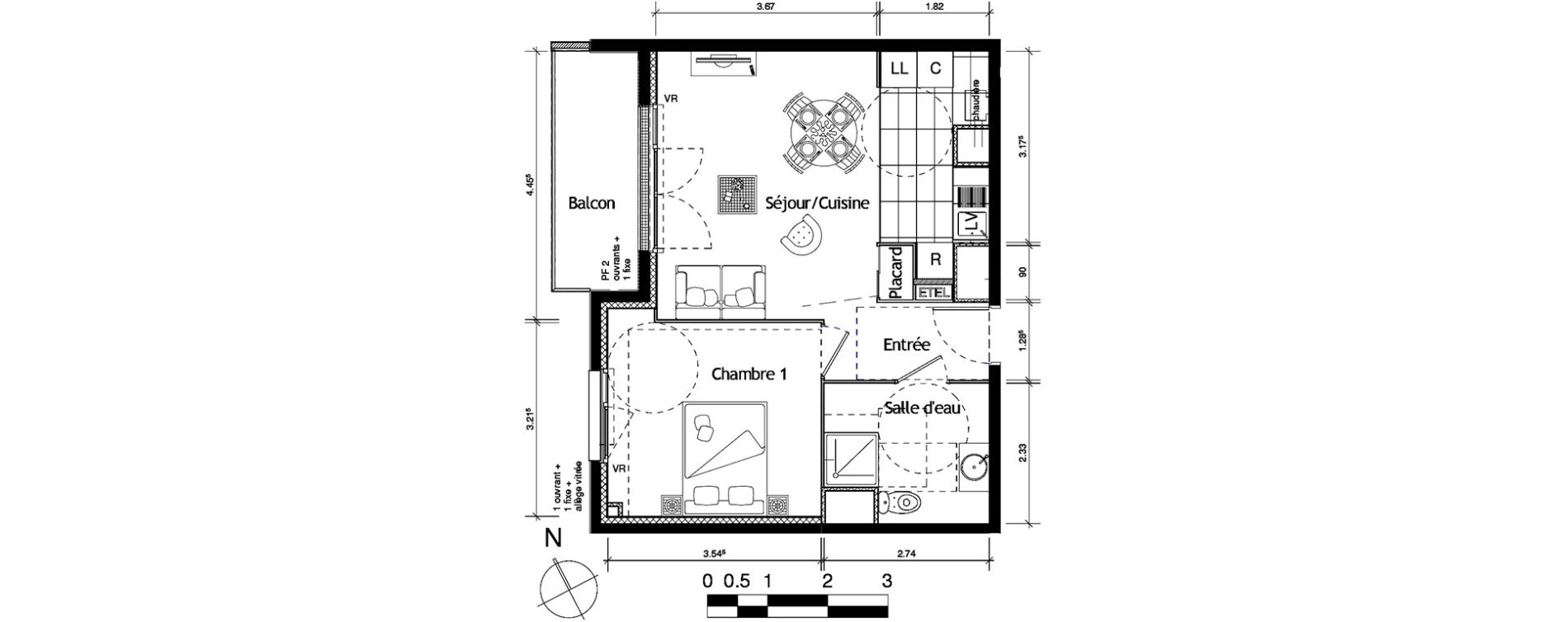 Appartement T2 de 43,10 m2 &agrave; Rouen Pasteur