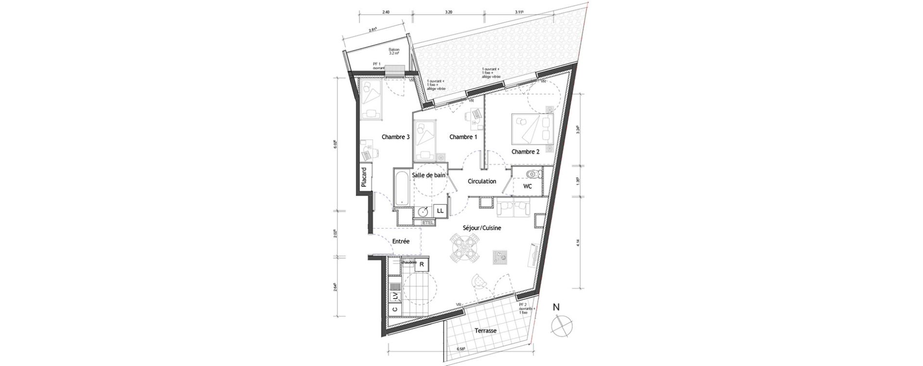 Appartement T4 de 75,80 m2 &agrave; Rouen Pasteur