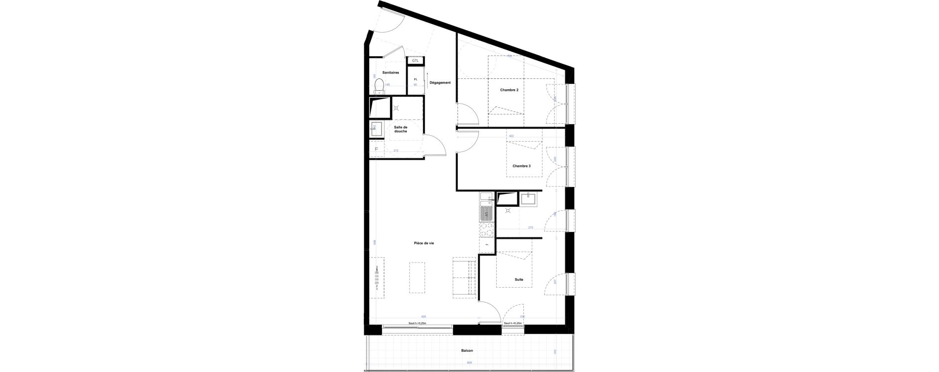Appartement T4 de 83,24 m2 &agrave; Rouen Fond du val chasseliere