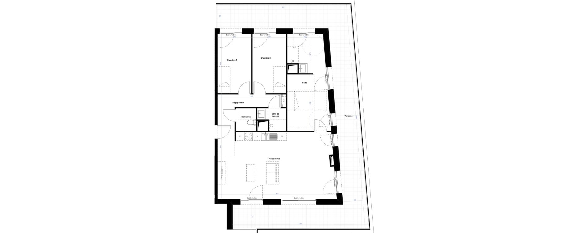 Appartement T4 de 89,24 m2 &agrave; Rouen Fond du val chasseliere