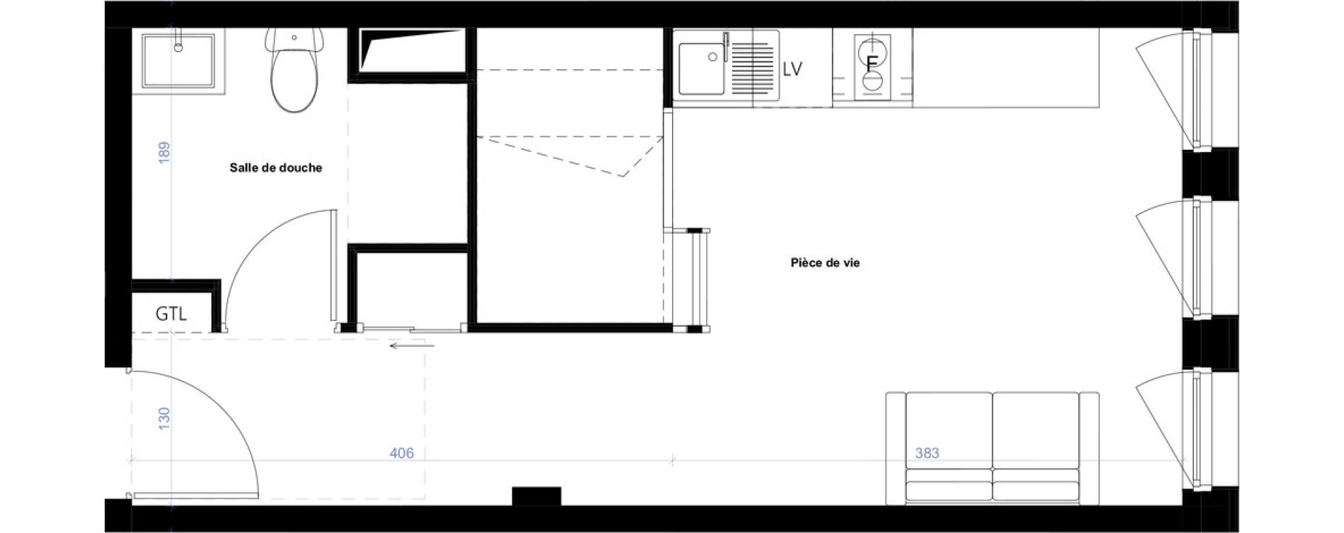 Appartement T1 de 27,24 m2 &agrave; Rouen Fond du val chasseliere