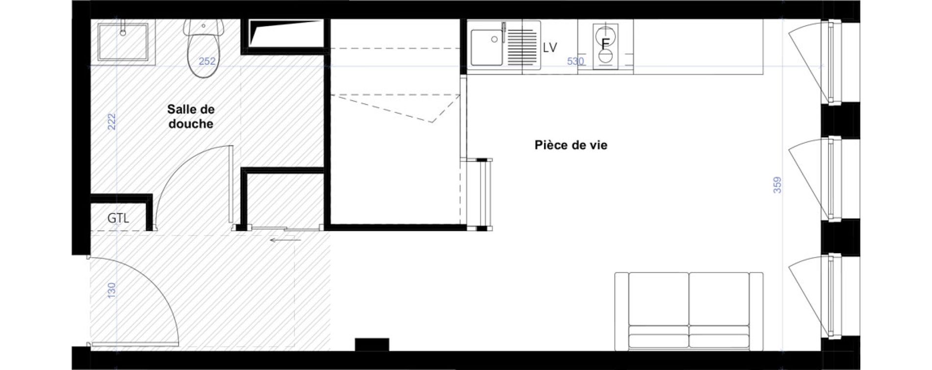Appartement T1 de 27,26 m2 &agrave; Rouen Fond du val chasseliere
