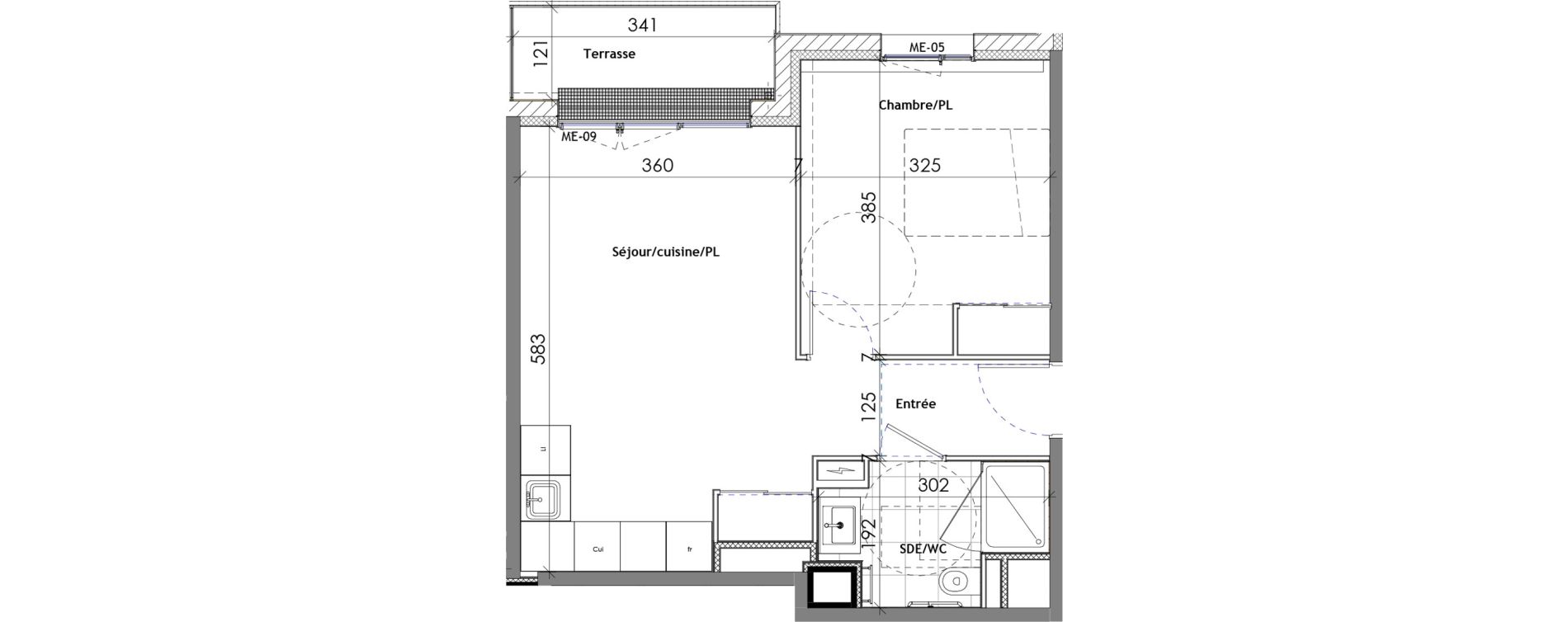 Appartement T2 meubl&eacute; de 41,85 m2 &agrave; Rouen Saint clement - jardin des plantes