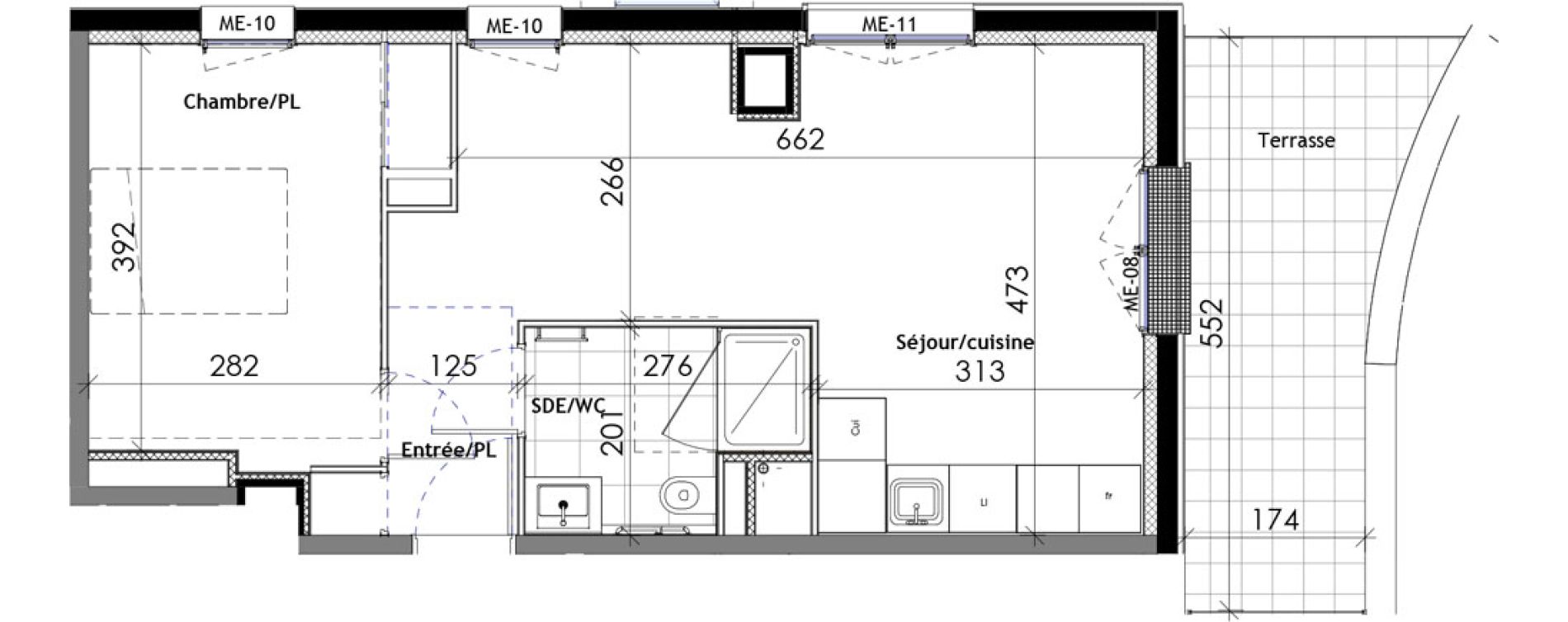 Appartement T2 meubl&eacute; de 44,19 m2 &agrave; Rouen Saint clement - jardin des plantes
