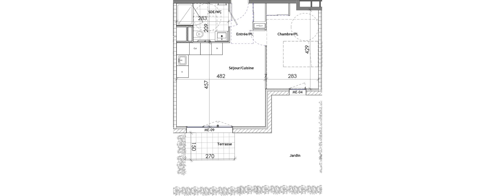 Appartement T2 meubl&eacute; de 43,70 m2 &agrave; Rouen Saint clement - jardin des plantes