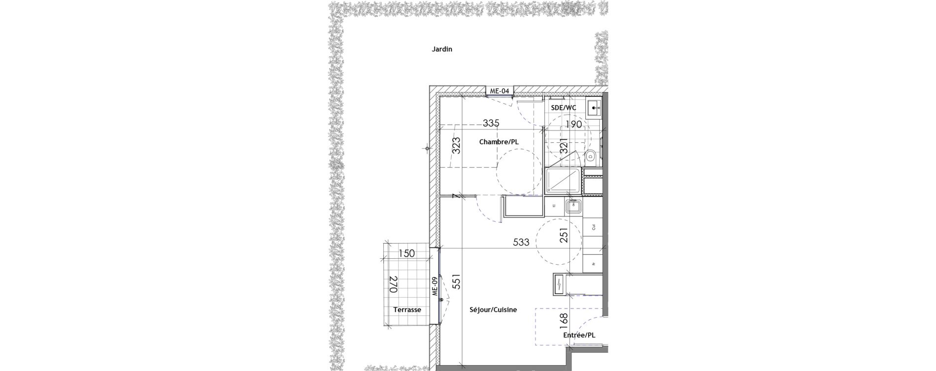 Appartement T2 meubl&eacute; de 44,41 m2 &agrave; Rouen Saint clement - jardin des plantes