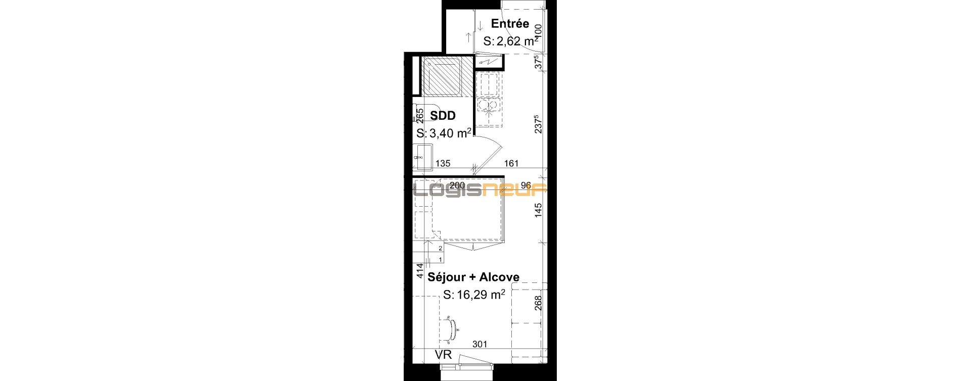 Vente appartement T1 de 22 m² à Rouen, résidence « Reverso Mathilde » n°182