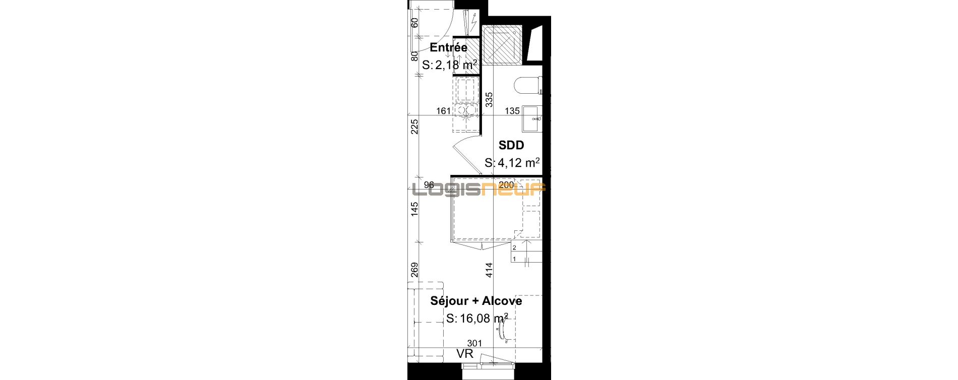 Vente appartement T1 de 22 m² à Rouen, résidence « Reverso Mathilde » n°197