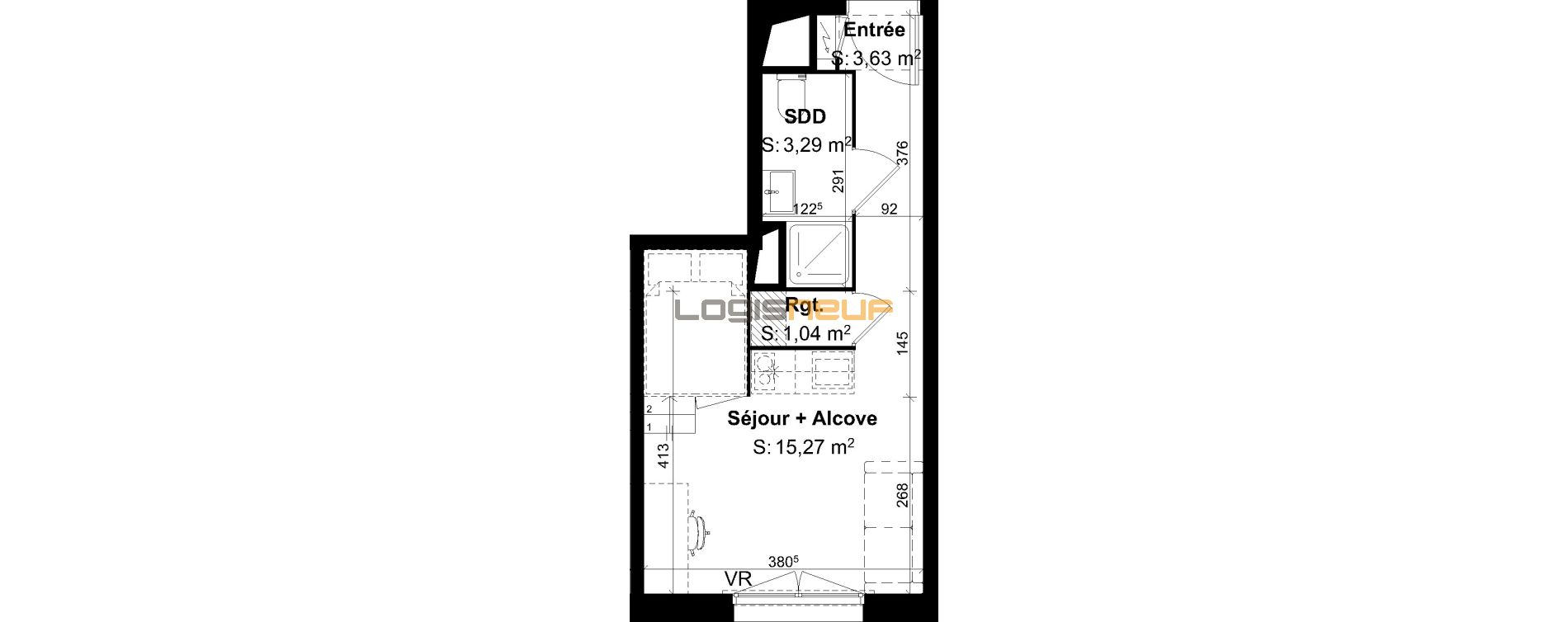 Vente appartement T1 de 23 m² à Rouen, résidence « Reverso Mathilde » n°198