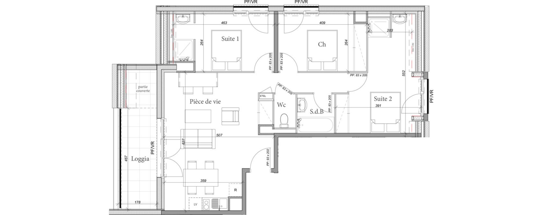 Appartement T4 de 73,38 m2 &agrave; Rouen Grieu - vallon suisse - st hilaire
