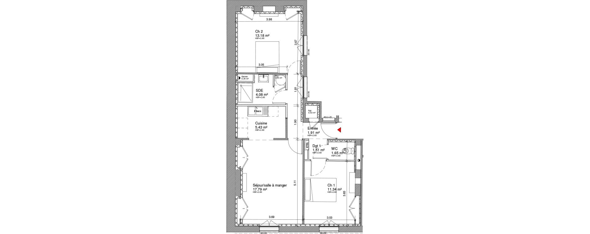 Appartement T3 de 61,07 m2 &agrave; Rouen Saint marc - croix-de-pierre - st nicaise