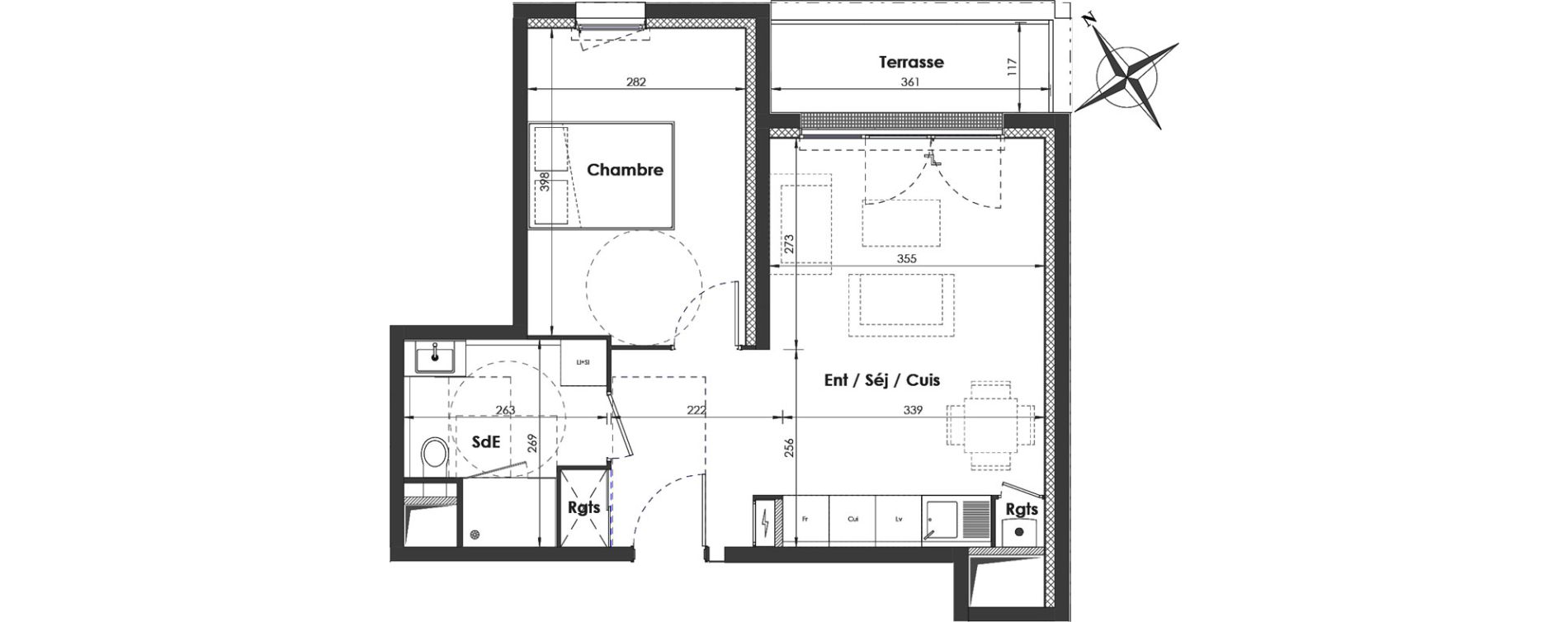 Appartement T2 de 41,45 m2 &agrave; Rouen Pasteur