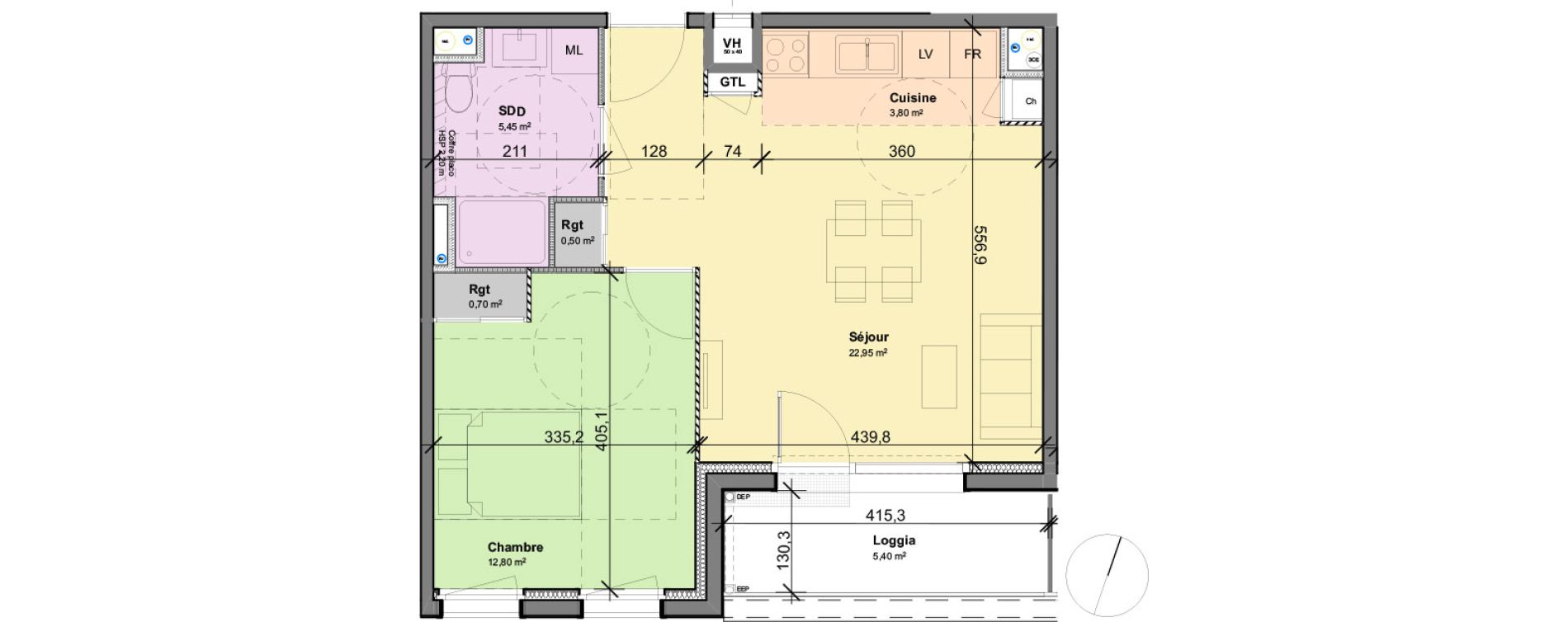 Appartement T2 de 46,20 m2 &agrave; Rouen Rondeaux