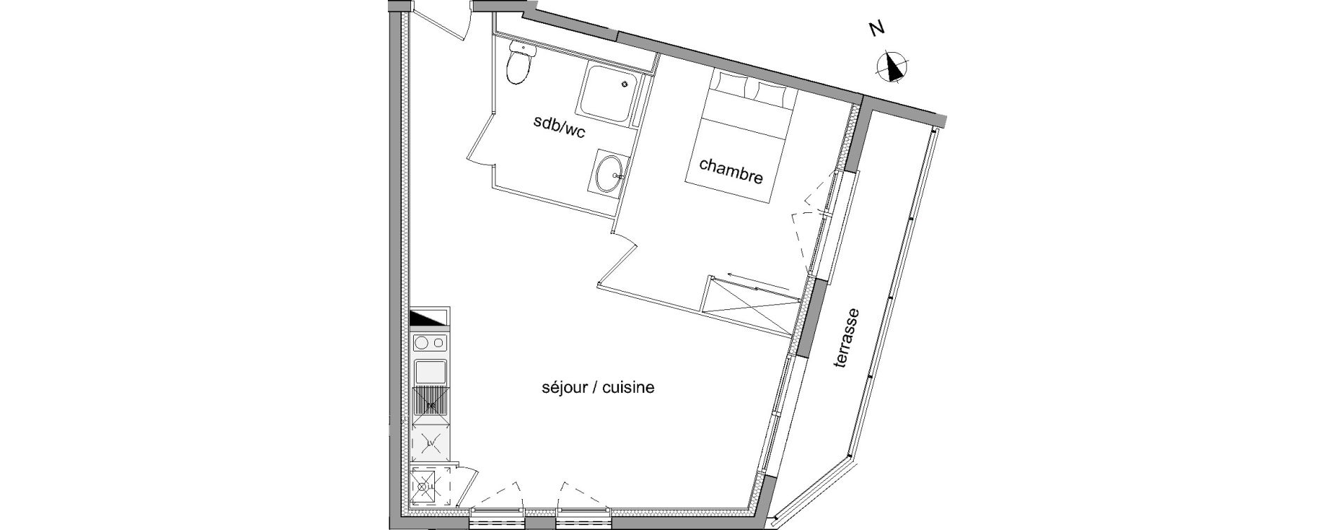 Appartement T2 de 45,42 m2 &agrave; Rouen Grieu - vallon suisse - st hilaire