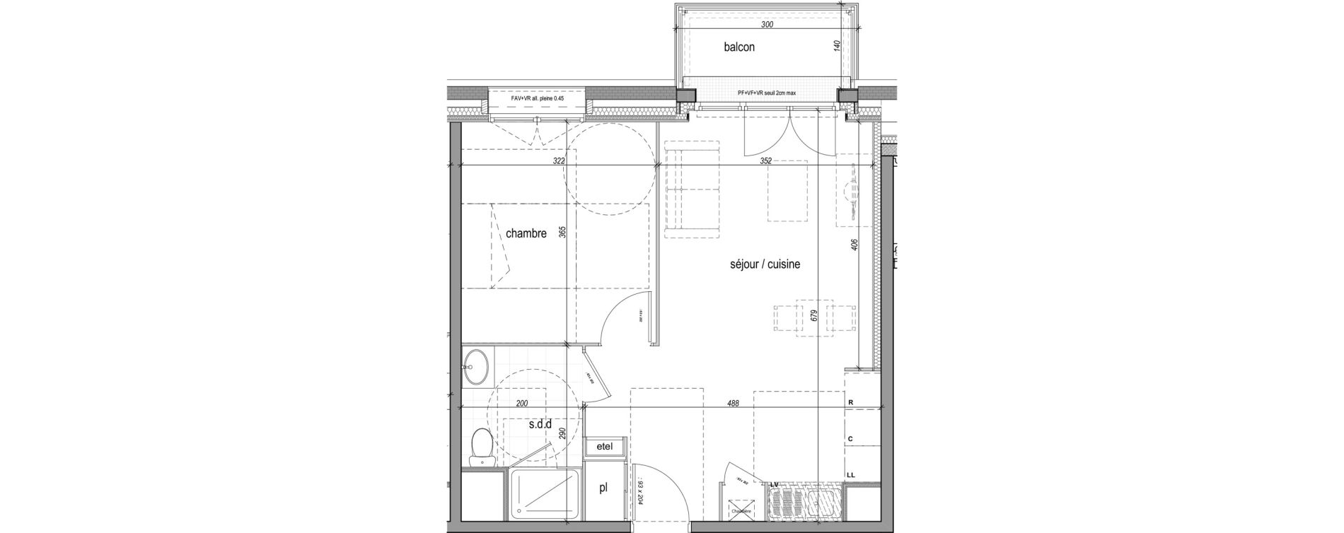 Appartement T2 de 43,63 m2 &agrave; Saint-Aubin-L&egrave;s-Elbeuf Centre