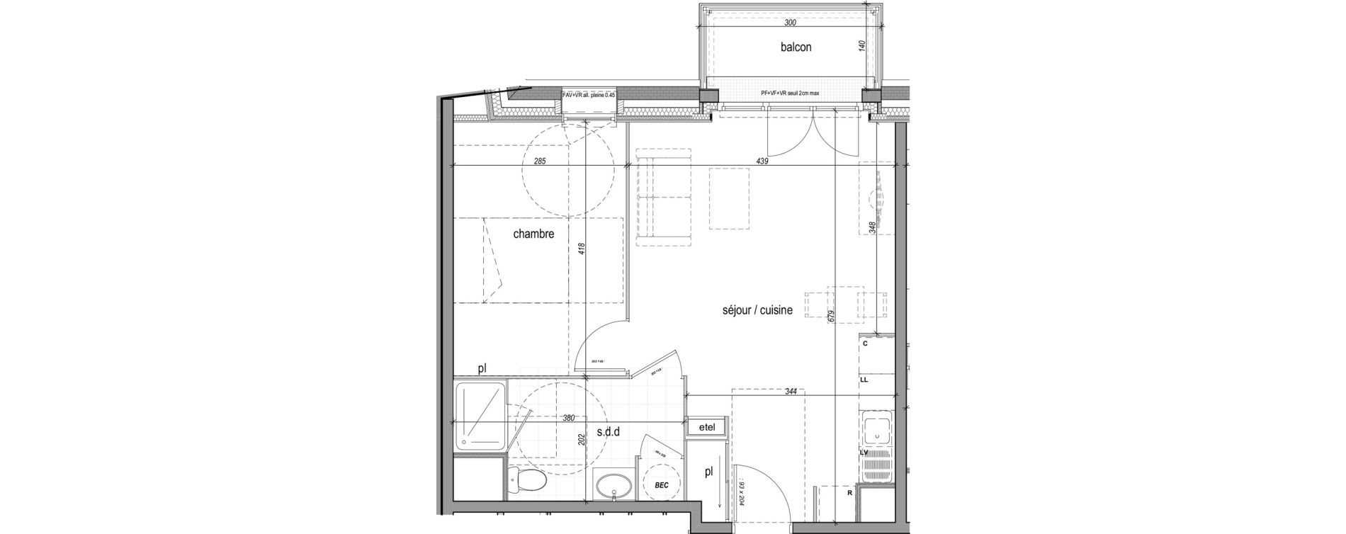 Appartement T2 de 45,08 m2 &agrave; Saint-Aubin-L&egrave;s-Elbeuf Centre