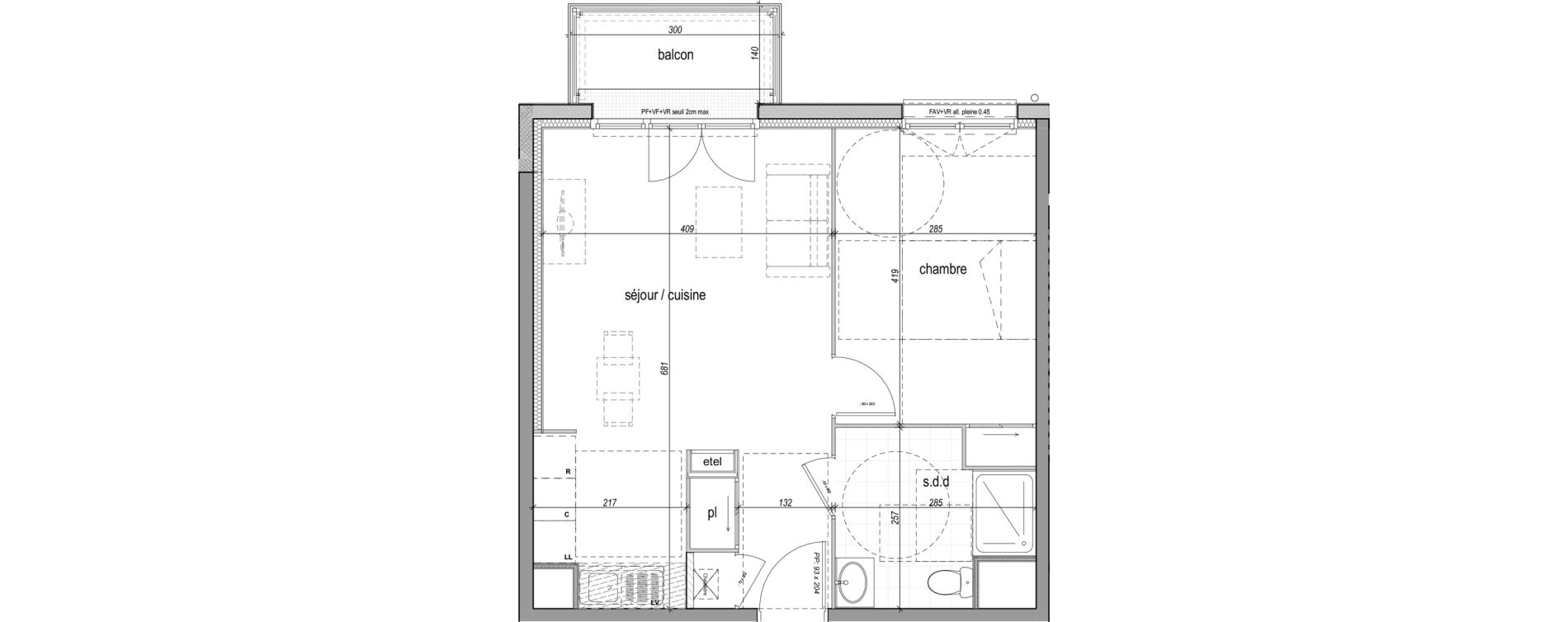 Appartement T2 de 45,83 m2 &agrave; Saint-Aubin-L&egrave;s-Elbeuf Centre