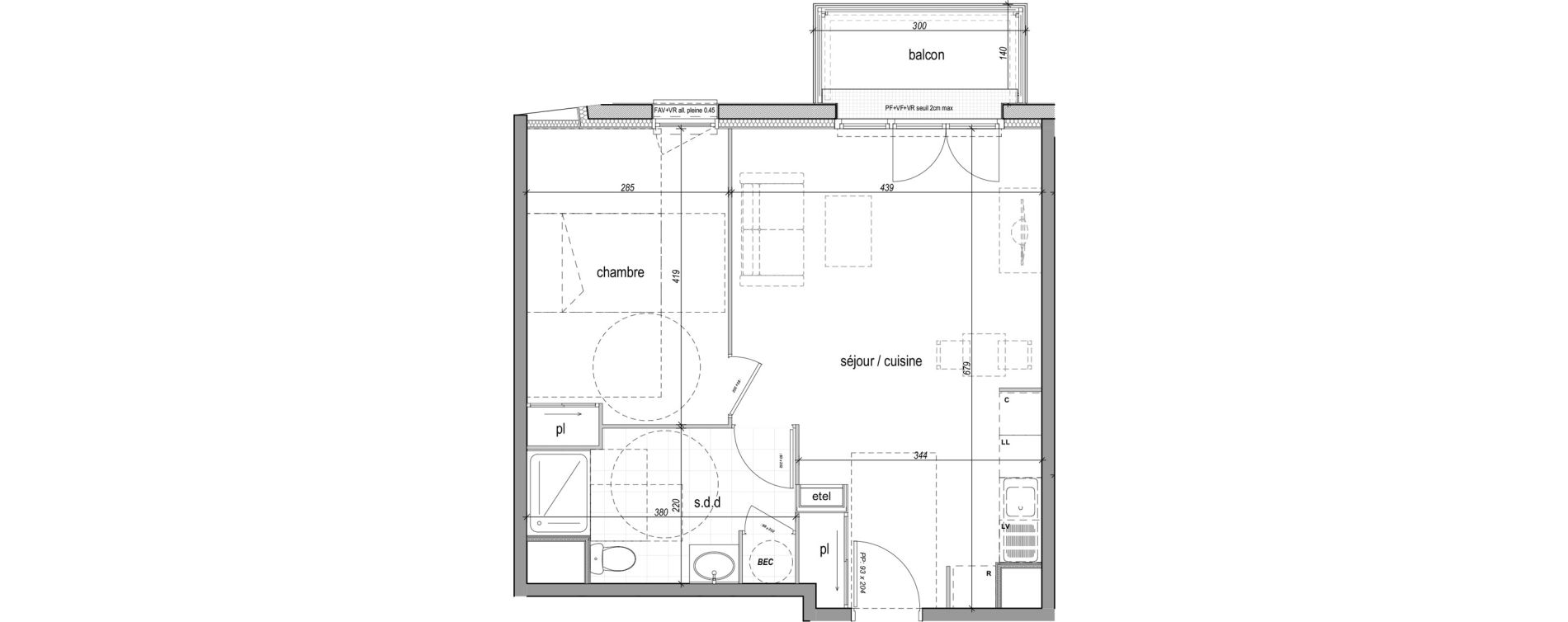 Appartement T2 de 45,97 m2 &agrave; Saint-Aubin-L&egrave;s-Elbeuf Centre