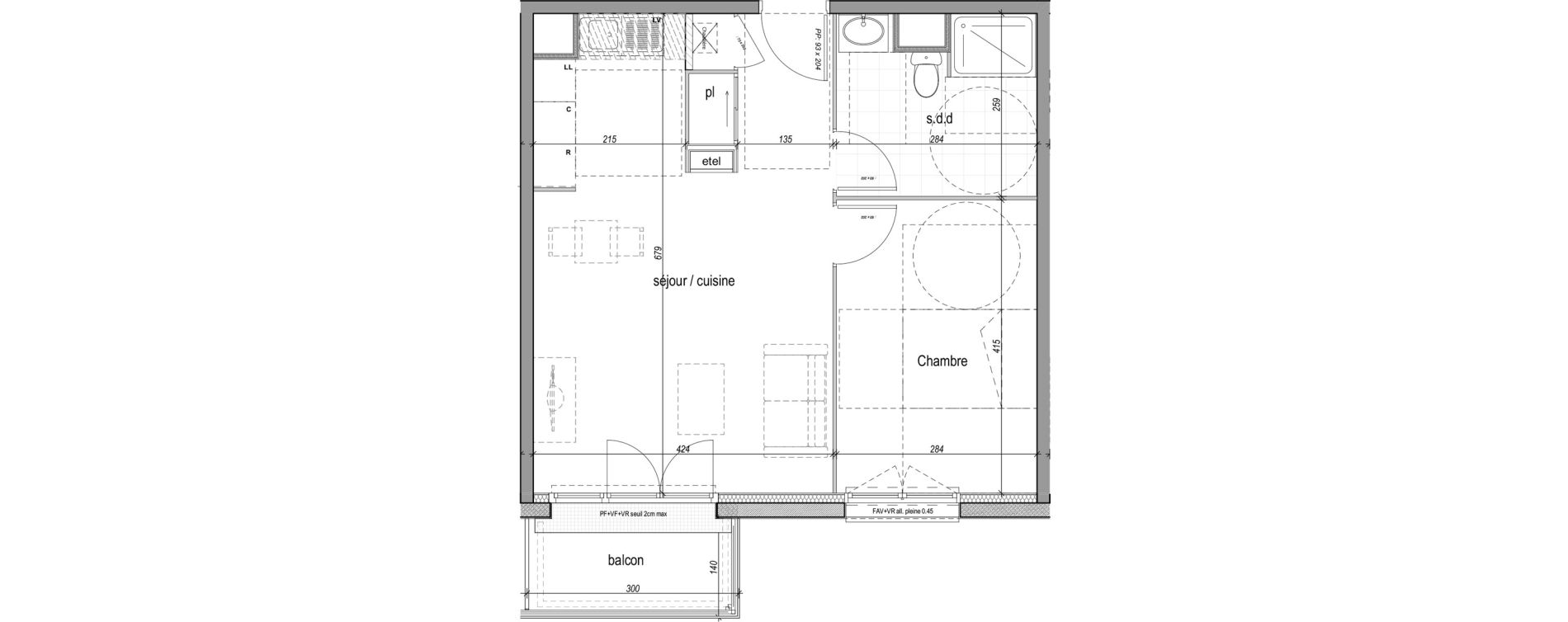 Appartement T2 de 46,53 m2 &agrave; Saint-Aubin-L&egrave;s-Elbeuf Centre