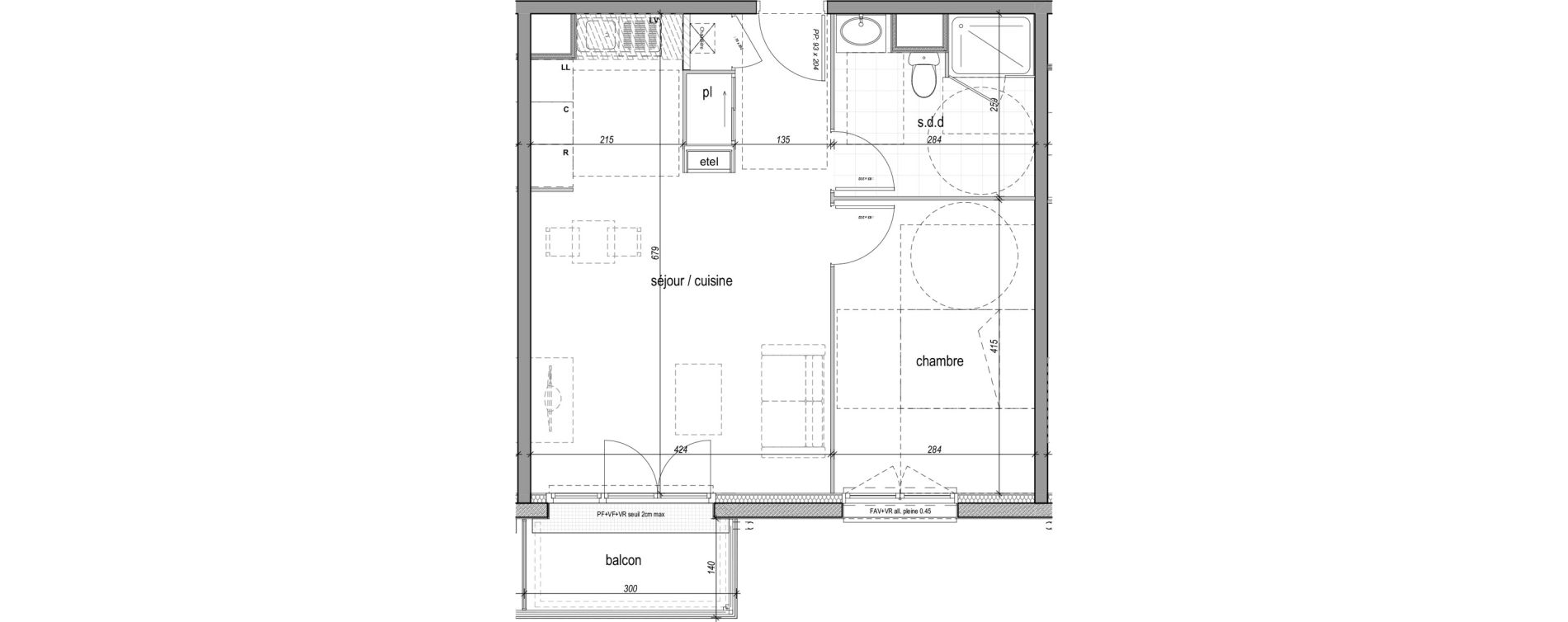Appartement T2 de 46,53 m2 &agrave; Saint-Aubin-L&egrave;s-Elbeuf Centre