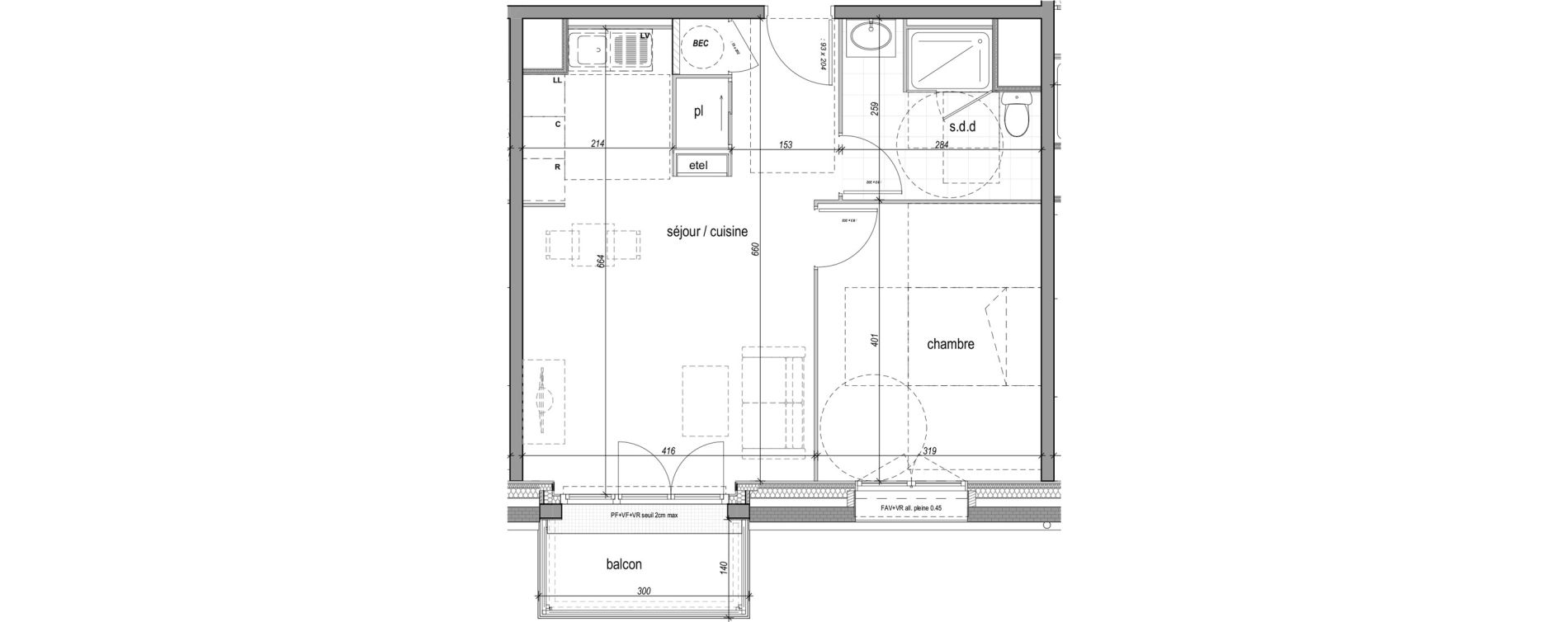 Appartement T2 de 46,55 m2 &agrave; Saint-Aubin-L&egrave;s-Elbeuf Centre