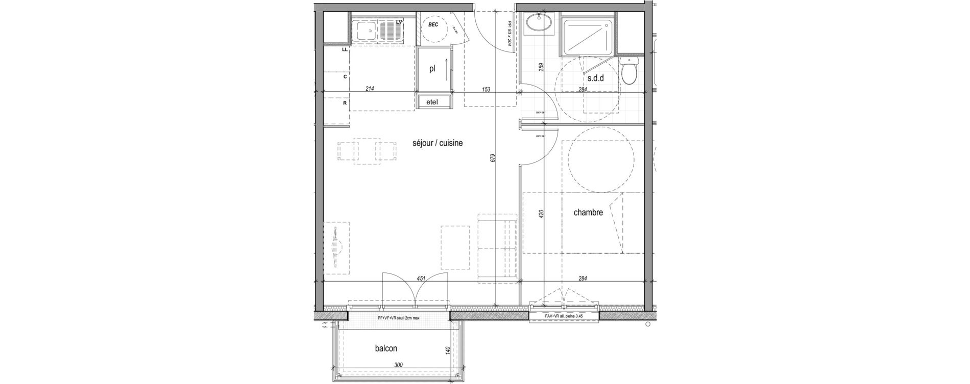 Appartement T2 de 47,47 m2 &agrave; Saint-Aubin-L&egrave;s-Elbeuf Centre