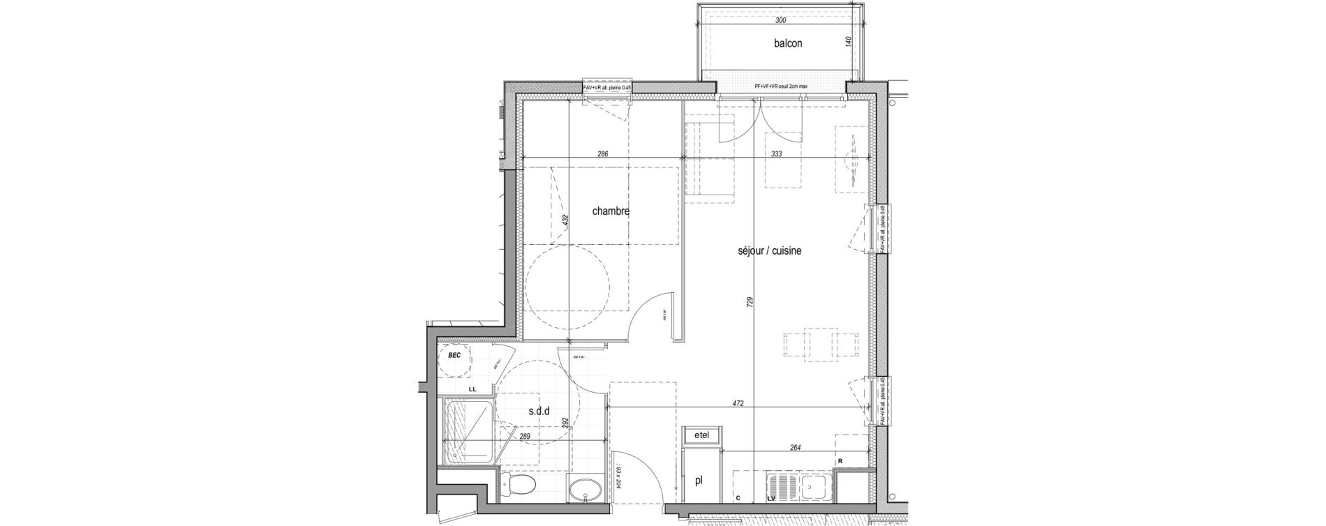 Appartement T2 de 47,72 m2 &agrave; Saint-Aubin-L&egrave;s-Elbeuf Centre