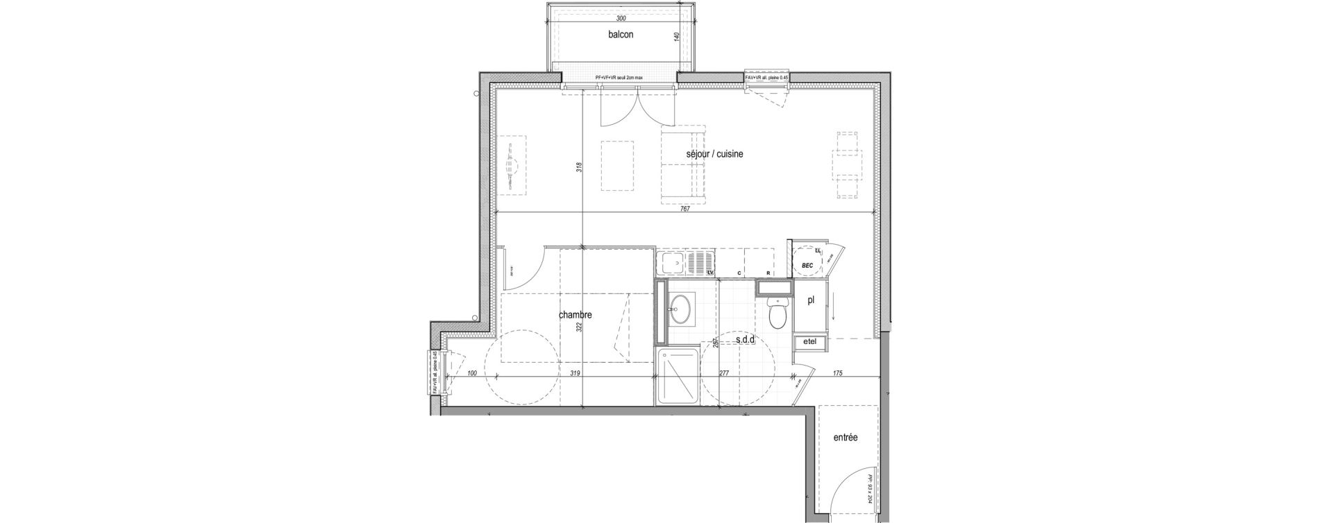 Appartement T2 de 52,32 m2 &agrave; Saint-Aubin-L&egrave;s-Elbeuf Centre