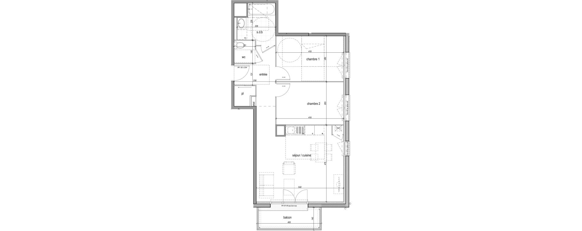 Appartement T3 de 64,46 m2 &agrave; Saint-Aubin-L&egrave;s-Elbeuf Centre
