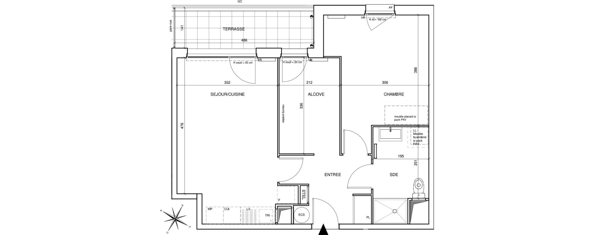 Appartement T2 de 53,54 m2 &agrave; Saint-Aubin-L&egrave;s-Elbeuf Centre
