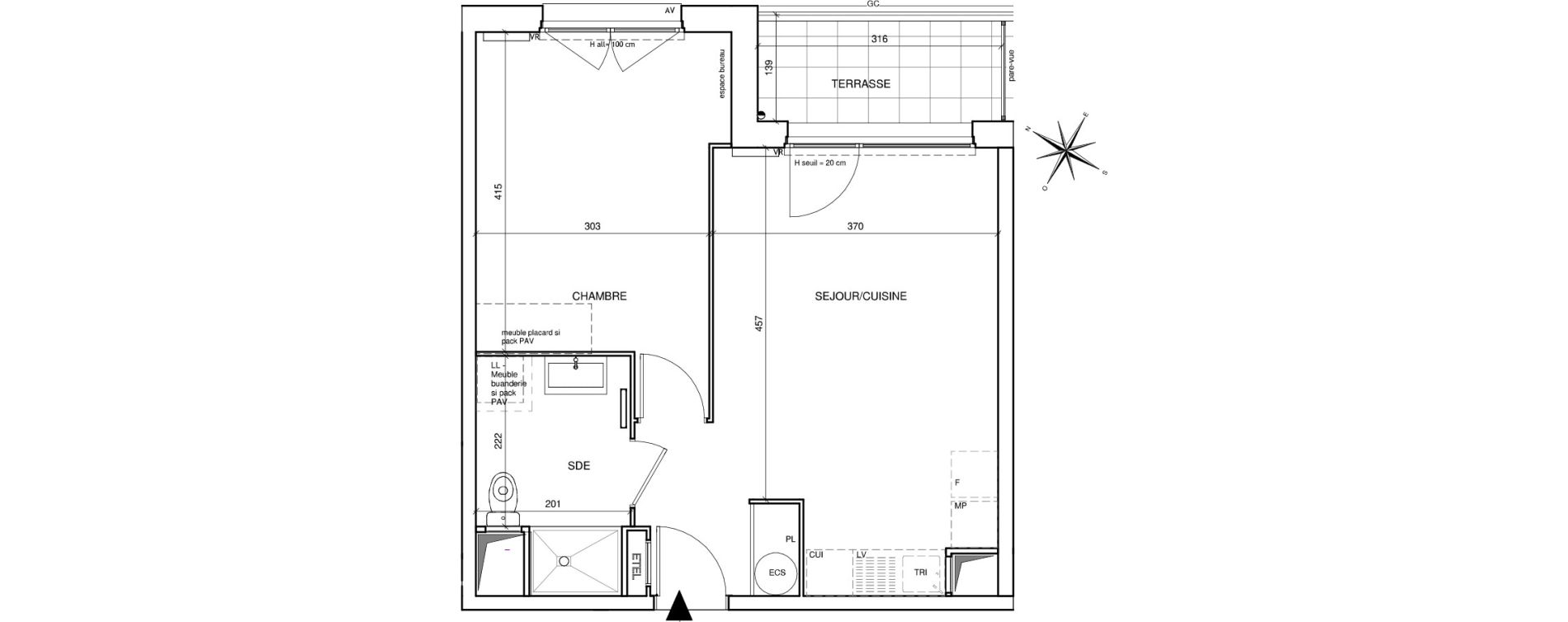 Appartement T2 de 42,49 m2 &agrave; Saint-Aubin-L&egrave;s-Elbeuf Centre