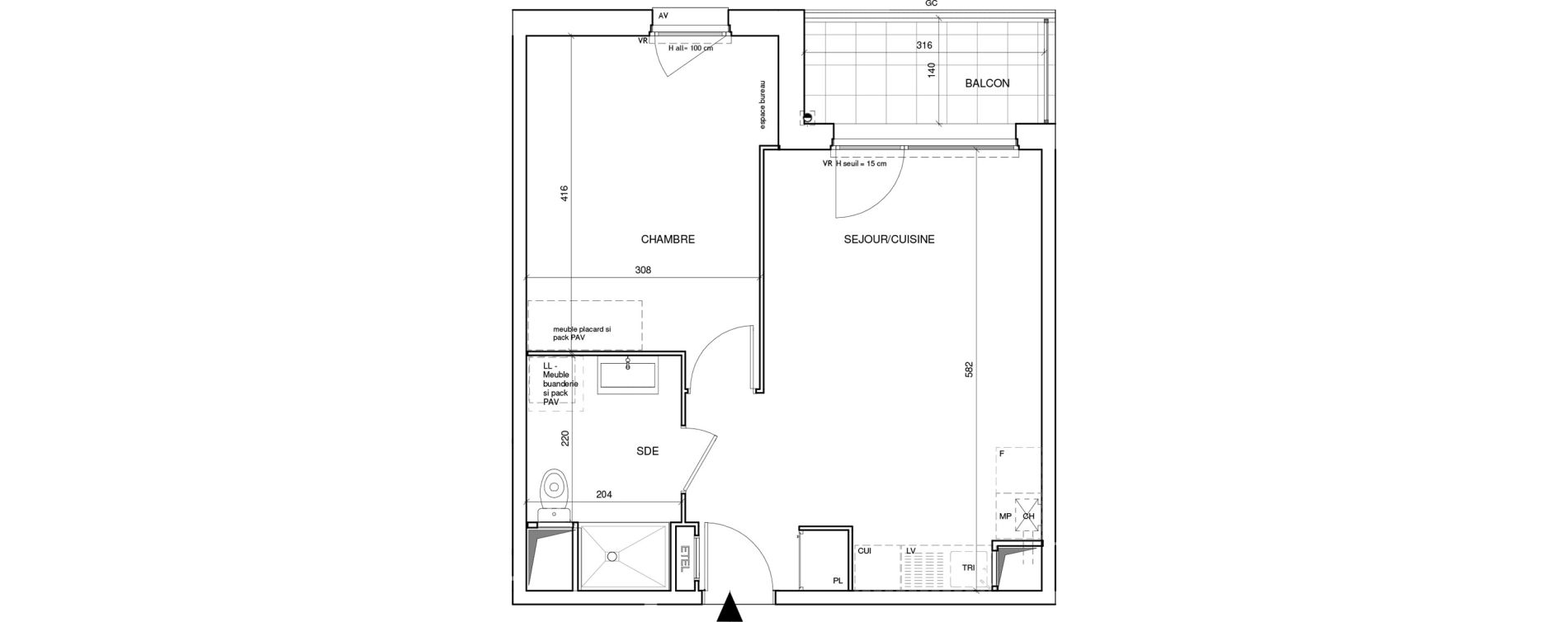 Appartement T2 de 42,64 m2 &agrave; Saint-Aubin-L&egrave;s-Elbeuf Centre