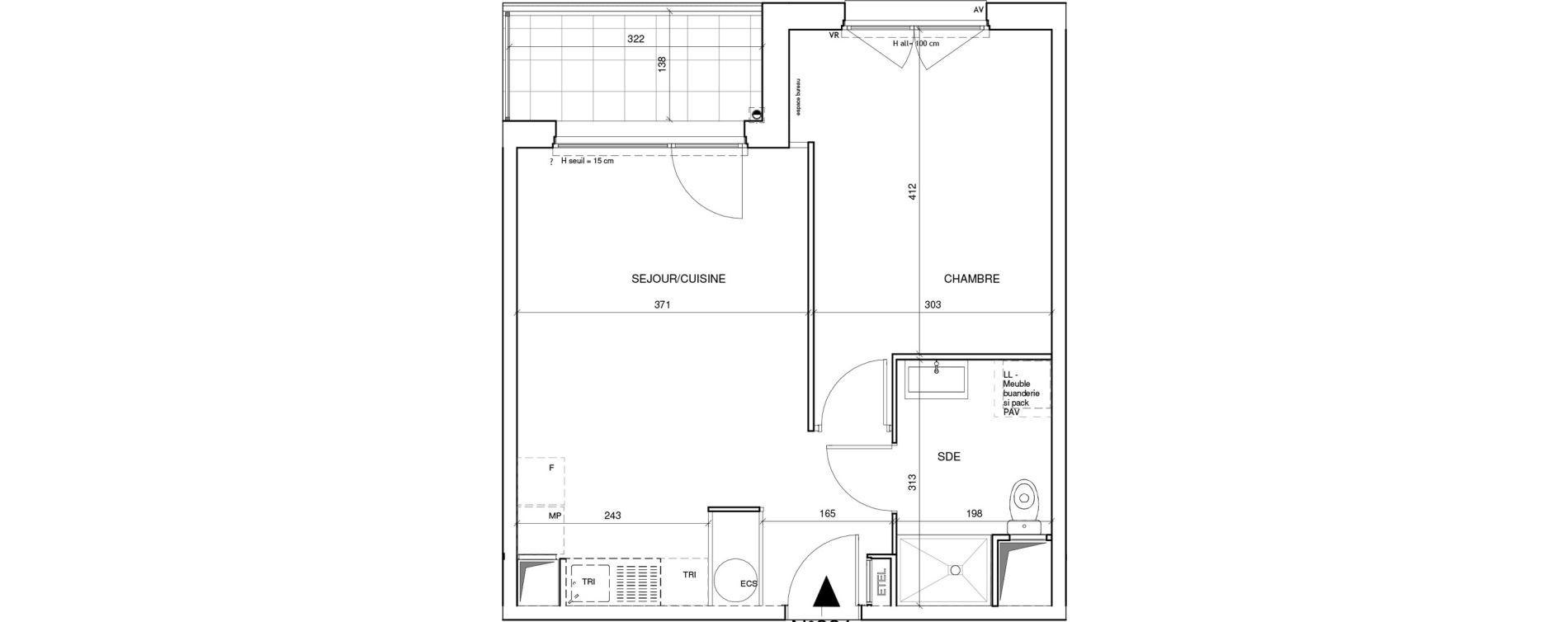 Appartement T2 de 42,57 m2 &agrave; Saint-Aubin-L&egrave;s-Elbeuf Centre