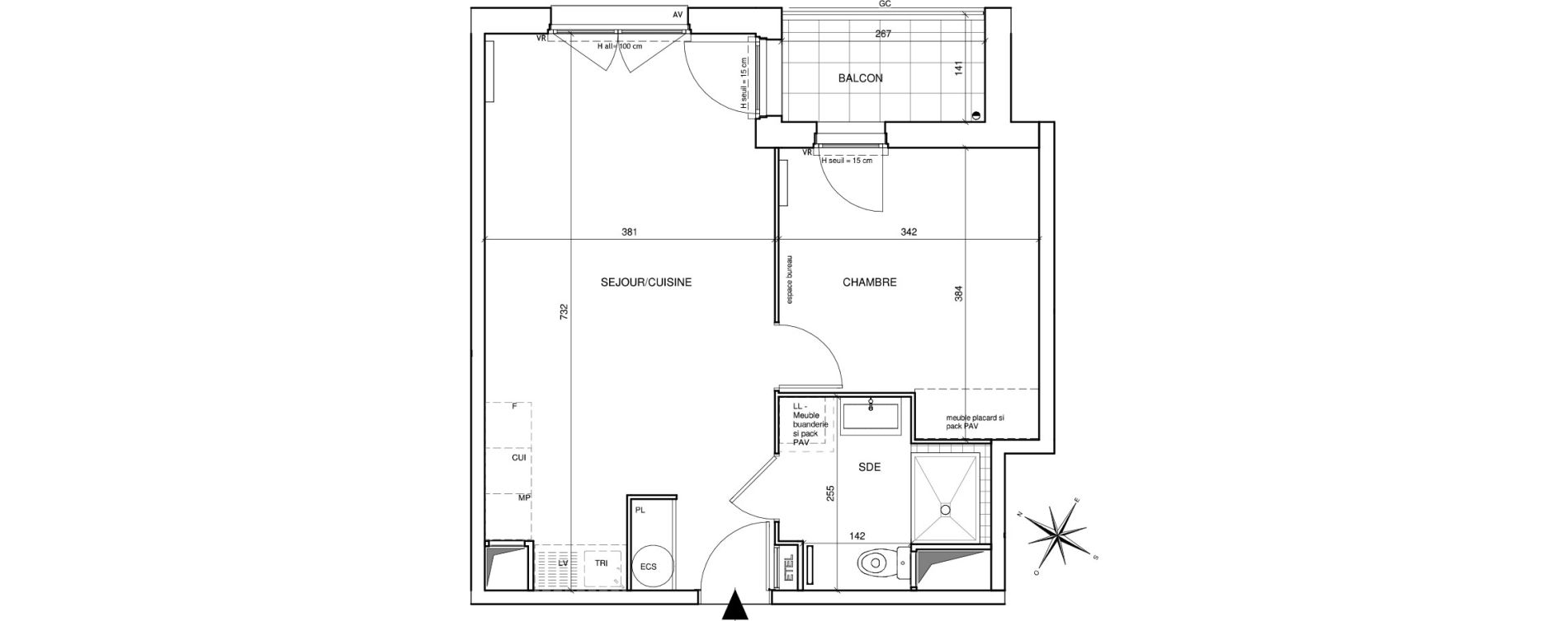 Appartement T2 de 44,67 m2 &agrave; Saint-Aubin-L&egrave;s-Elbeuf Centre
