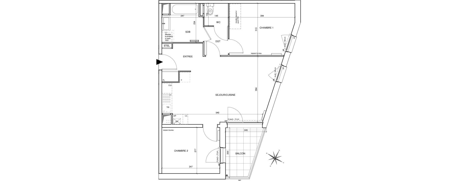 Appartement T3 de 59,06 m2 &agrave; Saint-Aubin-L&egrave;s-Elbeuf Centre