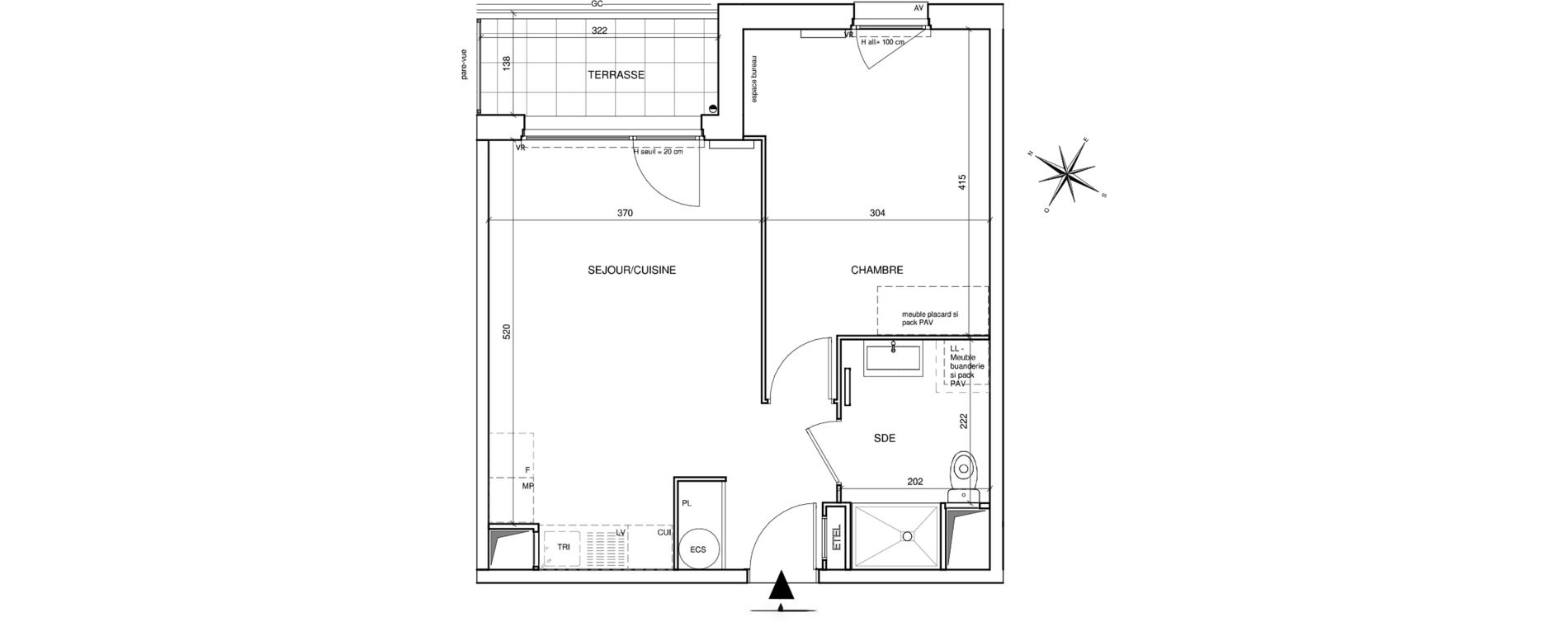 Appartement T2 de 42,59 m2 &agrave; Saint-Aubin-L&egrave;s-Elbeuf Centre