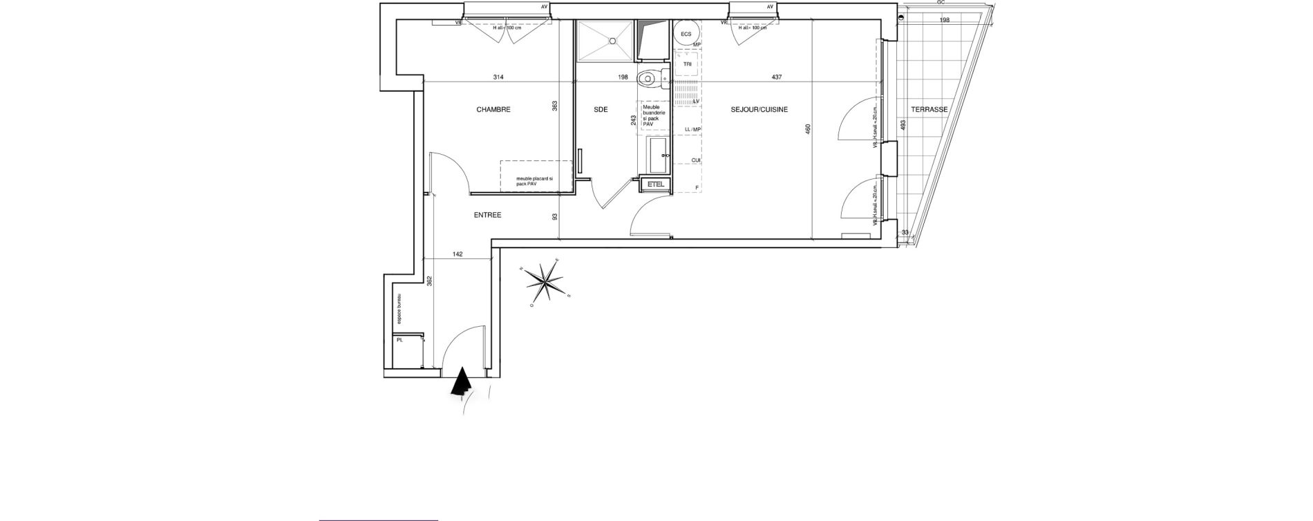 Appartement T2 de 48,23 m2 &agrave; Saint-Aubin-L&egrave;s-Elbeuf Centre
