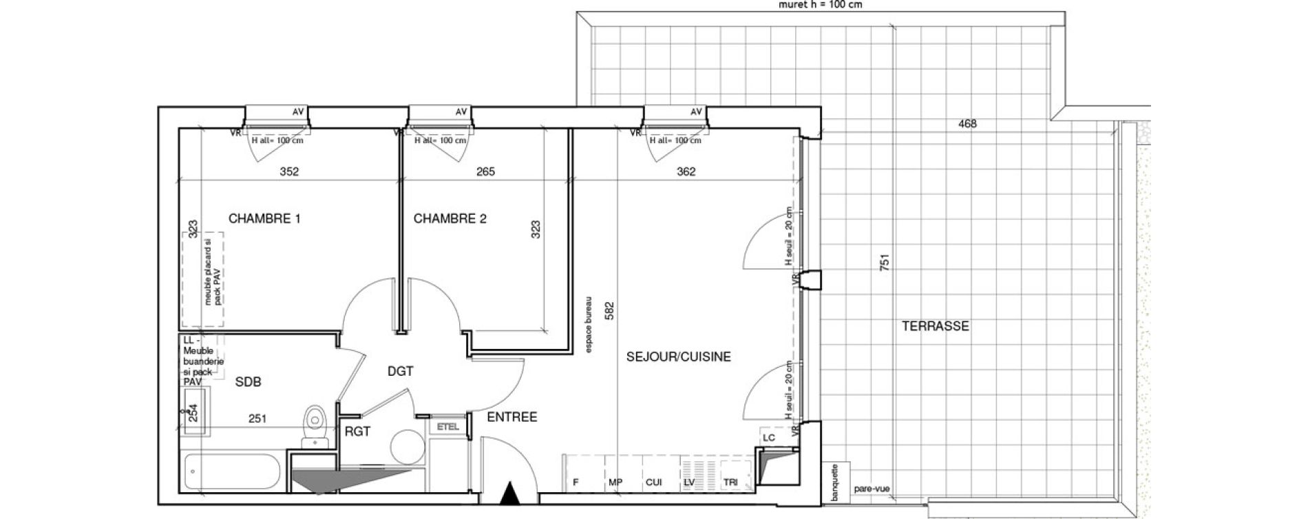 Appartement T3 de 54,59 m2 &agrave; Saint-Aubin-L&egrave;s-Elbeuf Centre