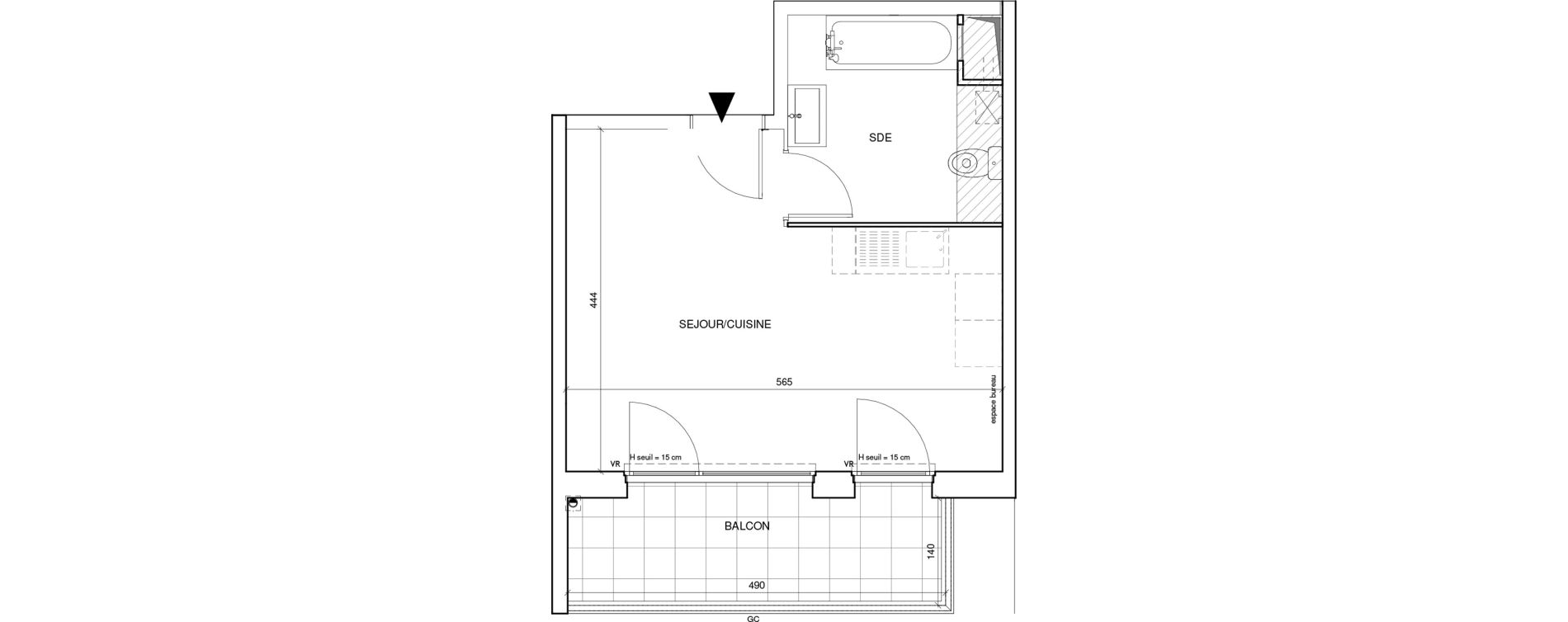 Appartement T1 de 28,48 m2 &agrave; Saint-Aubin-L&egrave;s-Elbeuf Centre