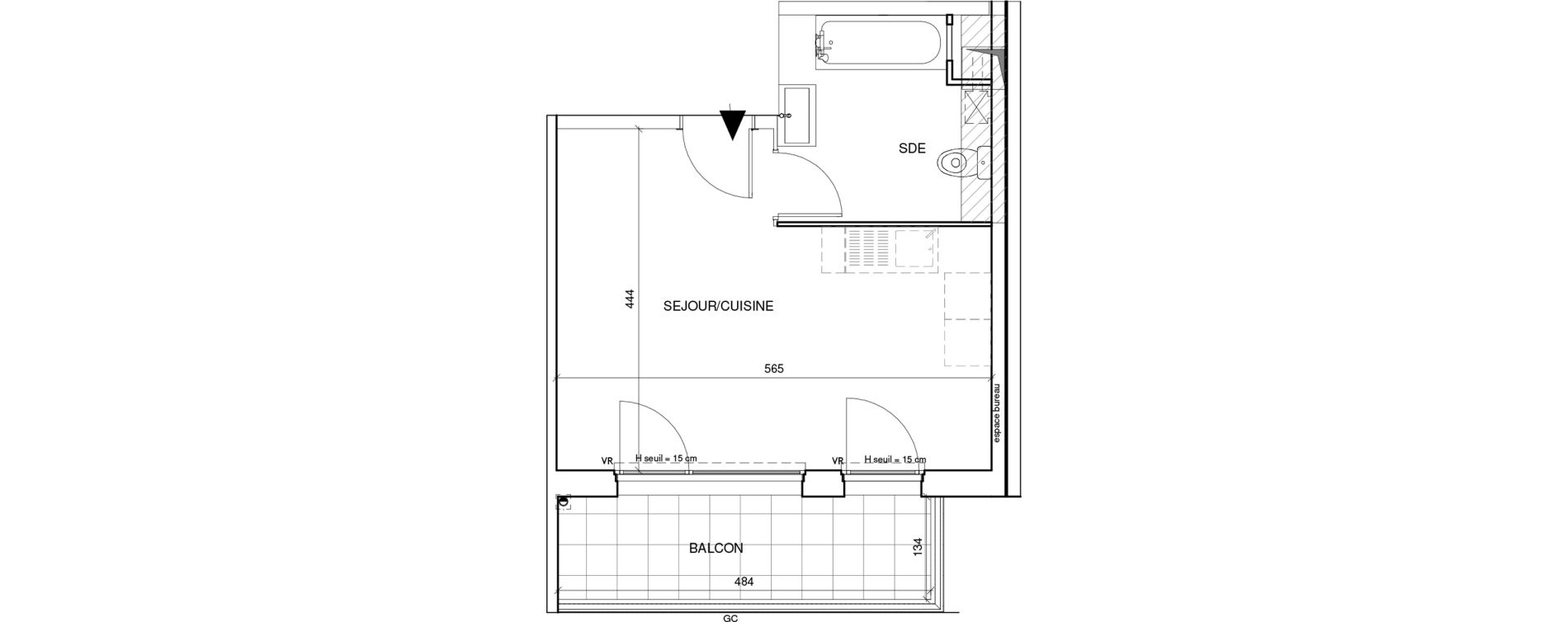 Appartement T1 de 28,48 m2 &agrave; Saint-Aubin-L&egrave;s-Elbeuf Centre