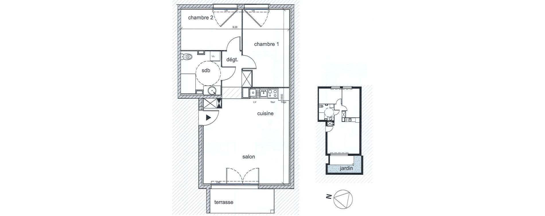 Appartement T3 de 60,75 m2 &agrave; Saint-Aubin-L&egrave;s-Elbeuf Centre