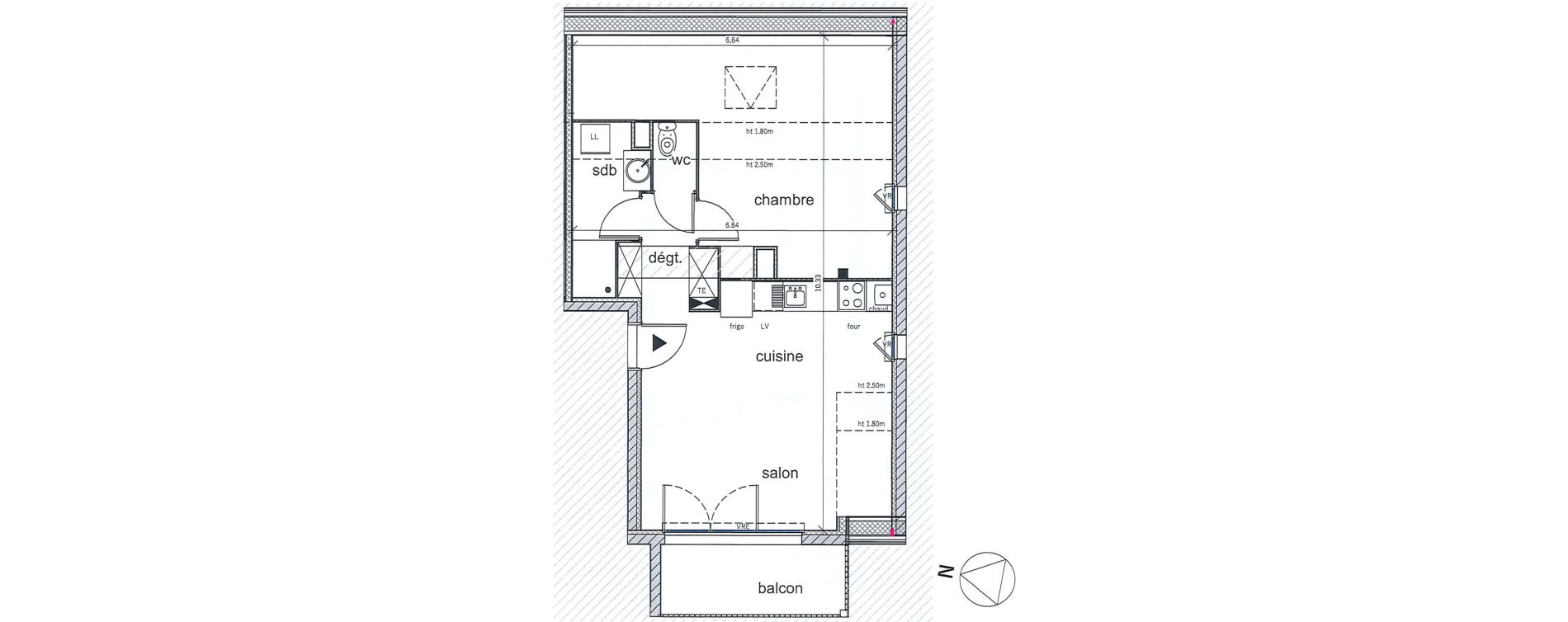 Appartement T2 de 45,92 m2 &agrave; Saint-Aubin-L&egrave;s-Elbeuf Centre