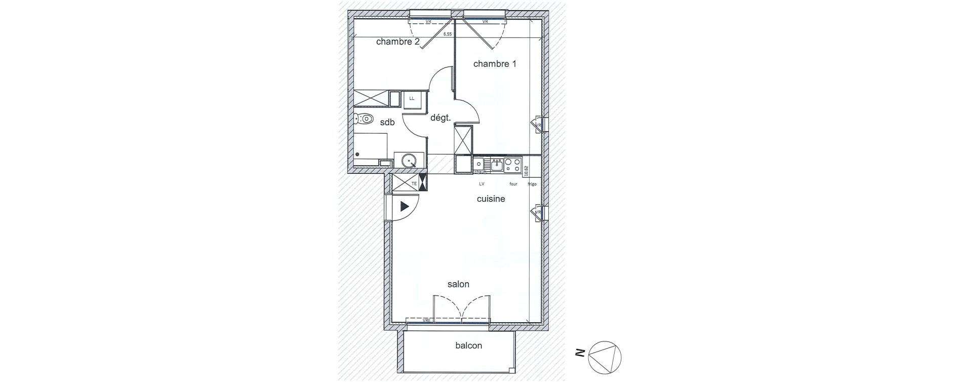 Appartement T3 de 60,33 m2 &agrave; Saint-Aubin-L&egrave;s-Elbeuf Centre