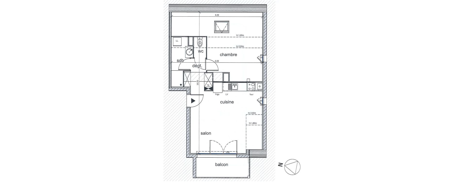 Appartement T2 de 45,71 m2 &agrave; Saint-Aubin-L&egrave;s-Elbeuf Centre