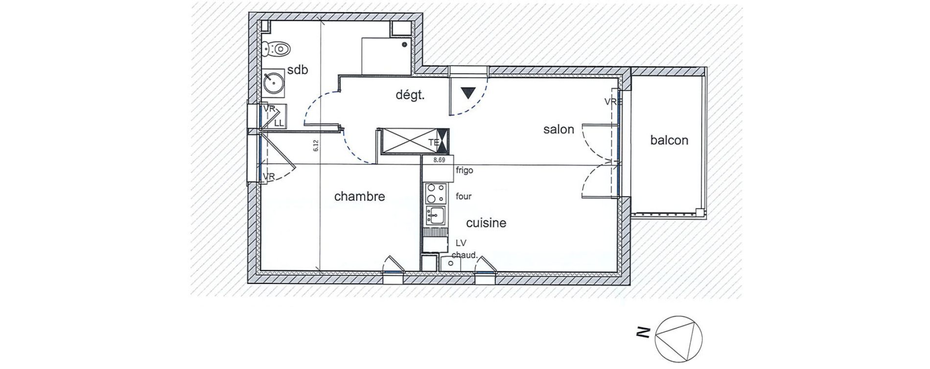 Appartement T2 de 44,93 m2 &agrave; Saint-Aubin-L&egrave;s-Elbeuf Centre